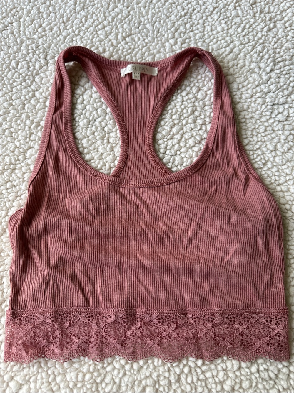Z Supply Lounge Cropped Tank Pink Size S NWOT
